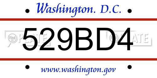 529BD4 District Of Columbia License Plate