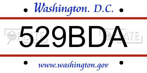 529BDA District Of Columbia License Plate