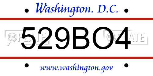 529BO4 District Of Columbia License Plate