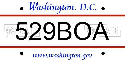 529BOA District Of Columbia License Plate