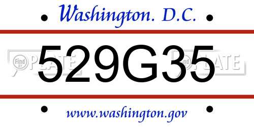 529G35 District Of Columbia License Plate