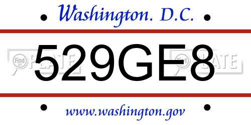 529GE8 District Of Columbia License Plate