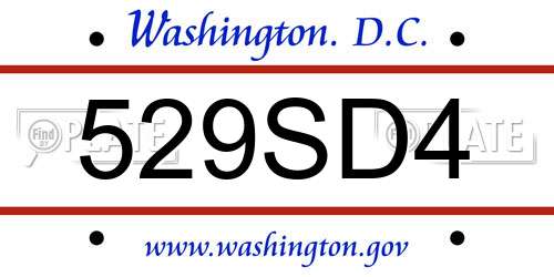 529SD4 District Of Columbia License Plate