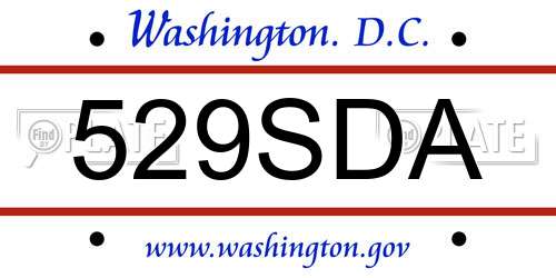 529SDA District Of Columbia License Plate