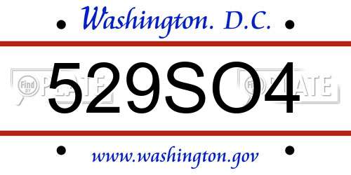529SO4 District Of Columbia License Plate