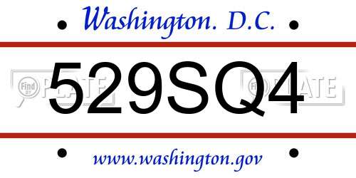 529SQ4 District Of Columbia License Plate