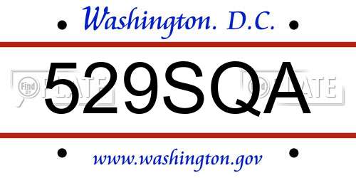 529SQA District Of Columbia License Plate