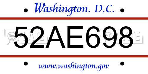52AE698 District Of Columbia License Plate