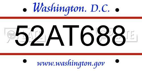 52AT688 District Of Columbia License Plate