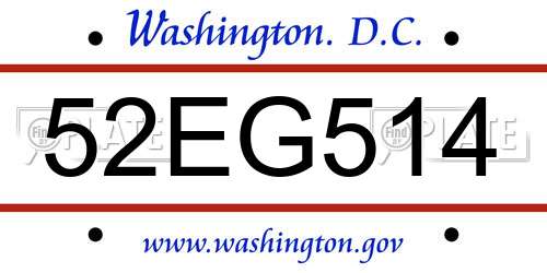 52EG514 District Of Columbia License Plate