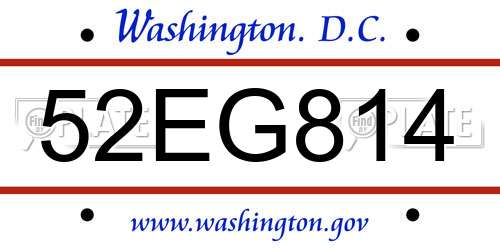 52EG814 District Of Columbia License Plate