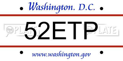 52ETP District Of Columbia License Plate