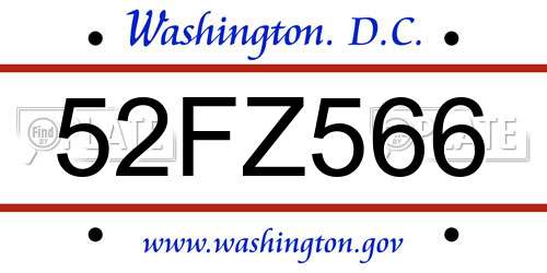 52FZ566 District Of Columbia License Plate