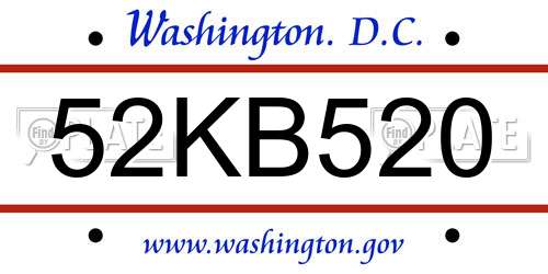 52KB520 District Of Columbia License Plate