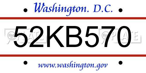 52KB570 District Of Columbia License Plate