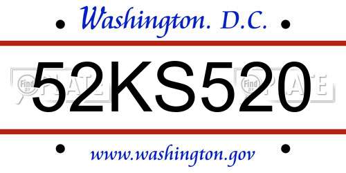 52KS520 District Of Columbia License Plate
