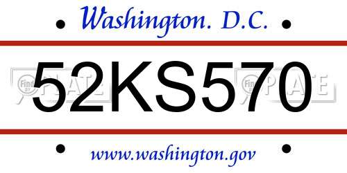 52KS570 District Of Columbia License Plate