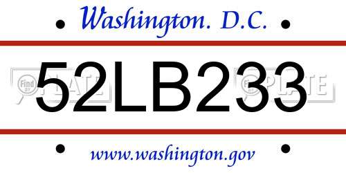 52LB233 District Of Columbia License Plate