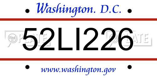 52LI226 District Of Columbia License Plate
