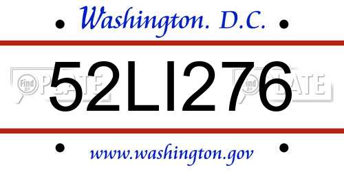 52LI276 District Of Columbia License Plate