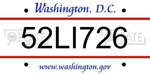 52LI726 District Of Columbia License Plate