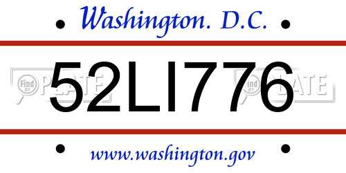 52LI776 District Of Columbia License Plate