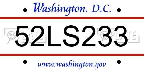 52LS233 District Of Columbia License Plate