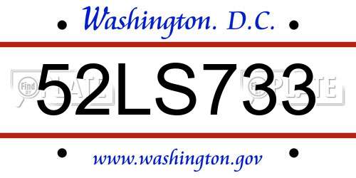 52LS733 District Of Columbia License Plate