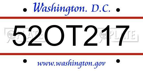 52OT217 District Of Columbia License Plate