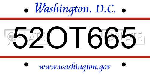 52OT665 District Of Columbia License Plate