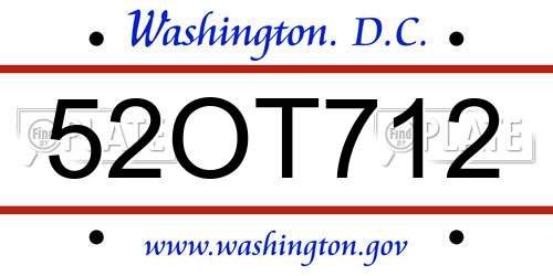 52OT712 District Of Columbia License Plate