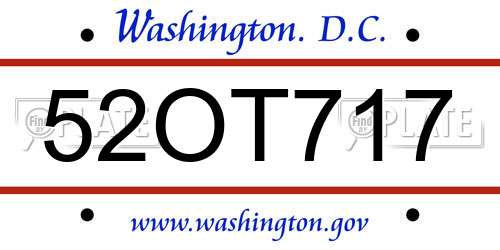 52OT717 District Of Columbia License Plate