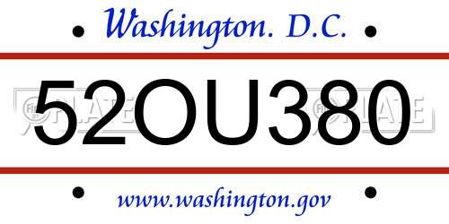 52OU380 District Of Columbia License Plate