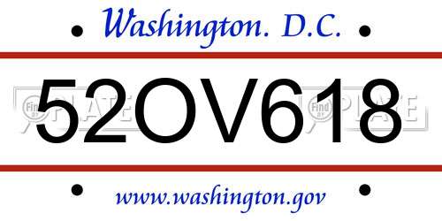 52OV618 District Of Columbia License Plate