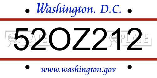 52OZ212 District Of Columbia License Plate