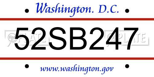 52SB247 District Of Columbia License Plate