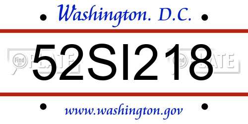 52SI218 District Of Columbia License Plate