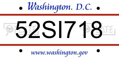 52SI718 District Of Columbia License Plate