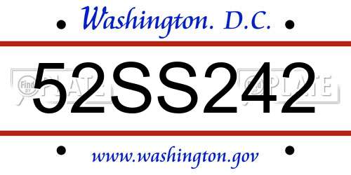 52SS242 District Of Columbia License Plate
