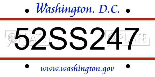 52SS247 District Of Columbia License Plate