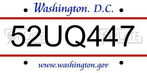 52UQ447 District Of Columbia License Plate
