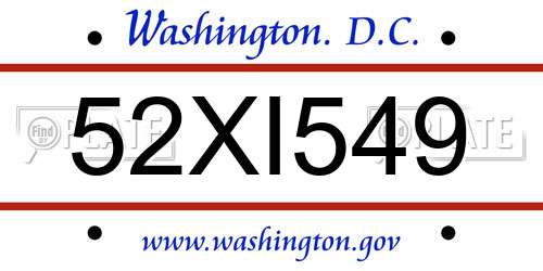 52XI549 District Of Columbia License Plate