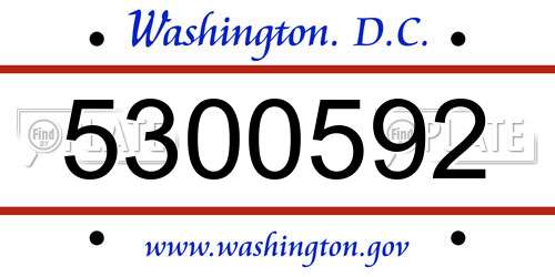 5300592 District Of Columbia License Plate