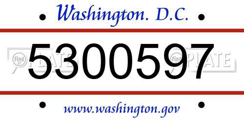 5300597 District Of Columbia License Plate