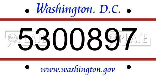 5300897 District Of Columbia License Plate