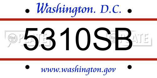 5310SB District Of Columbia License Plate