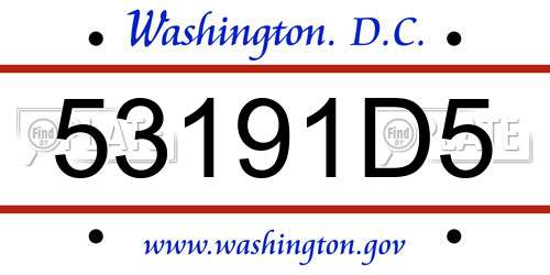 53191D5 District Of Columbia License Plate