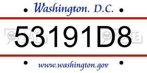 53191D8 District Of Columbia License Plate