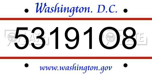 53191O8 District Of Columbia License Plate