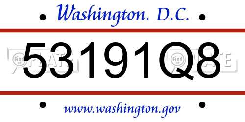 53191Q8 District Of Columbia License Plate
